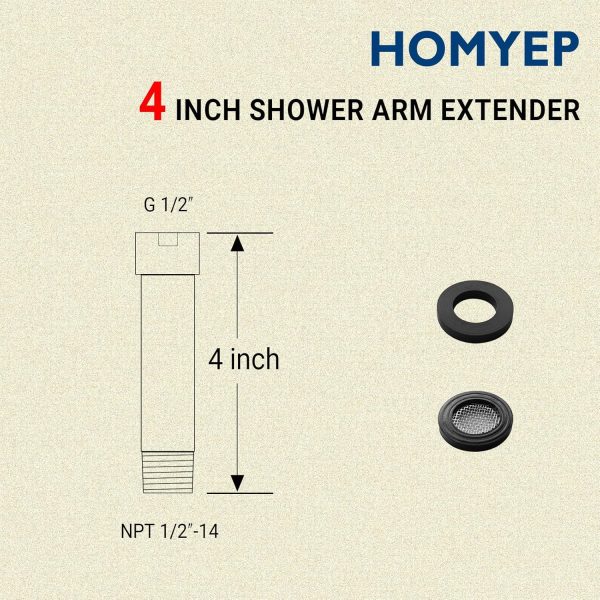 HOMYEP Shower Arm Extender Stainless Steel Chrome Finish-1