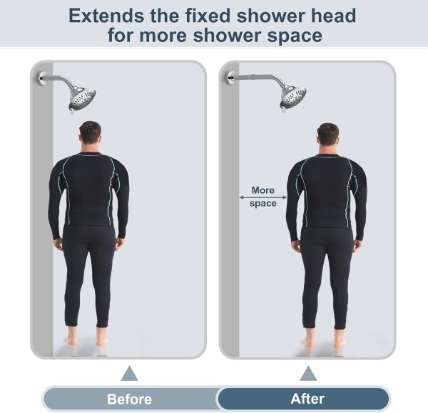BRIGHT SHOWERS Shower Arm Extension Chrome Stainless Steel-5