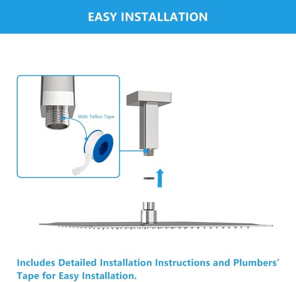 Lordear Ceiling Mount Shower Arm Stainless Steel Modern-3
