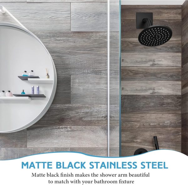 Lounsweer Black Shower Arm Flange Stainless Steel Wall Mount-6