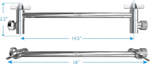 Shower Arm Extender Coeur Designs Chrome 16 Inch-6