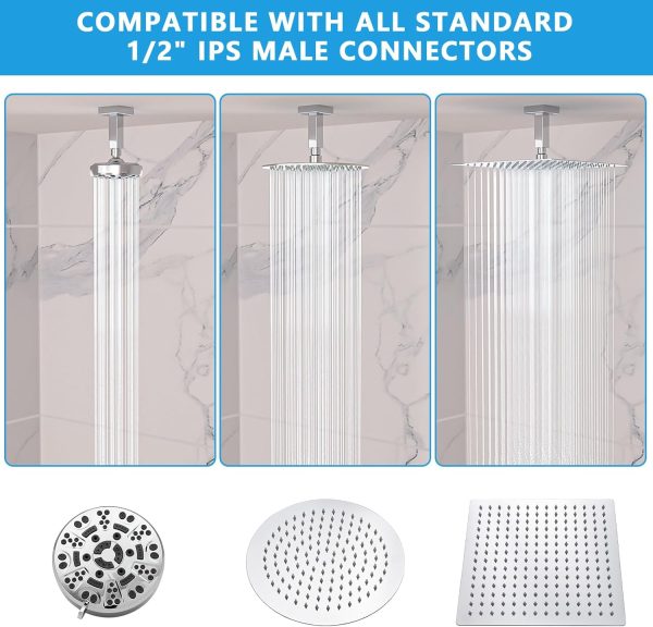 Lordear Ceiling Mount Shower Arm Stainless Steel Modern-2