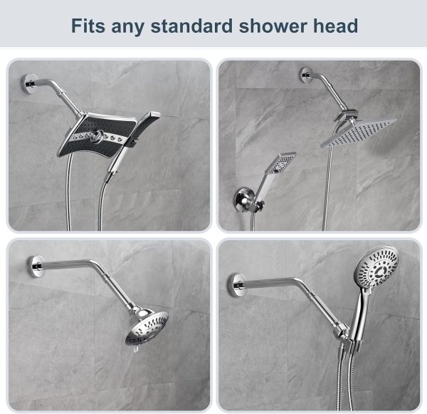BRIGHT SHOWERS Shower Arm Extension Chrome Stainless Steel-3
