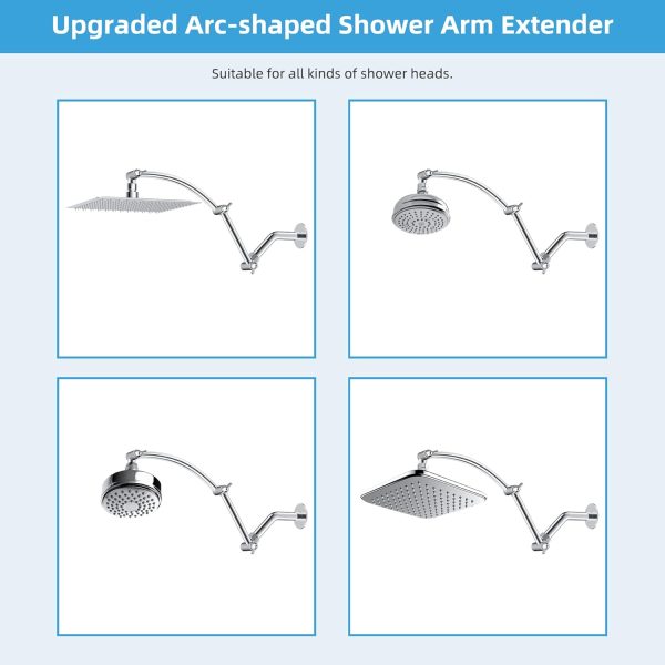 Hibbent Shower Arm Extension Adjustable Height Chrome Finish-3