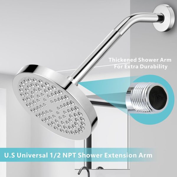 Nuodan Chrome Shower Arm 4‑10 Inch Stainless-4