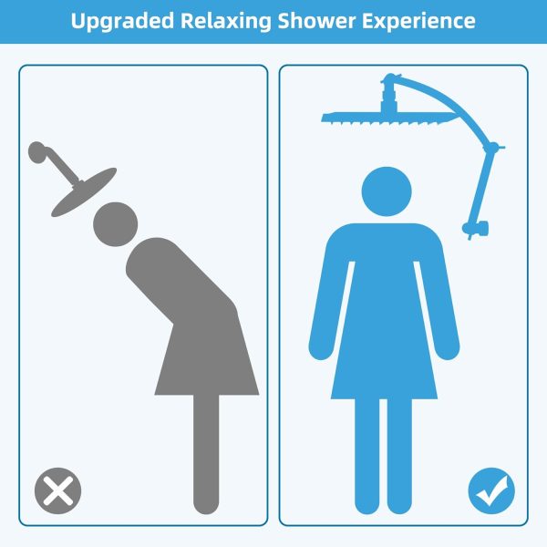 Hibbent Shower Arm Extension Adjustable Height Chrome Finish-4