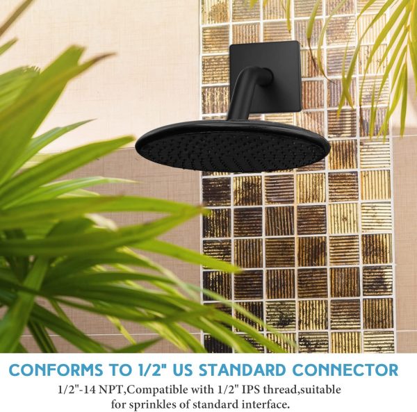 Lounsweer Black Shower Arm Flange Stainless Steel Wall Mount-5