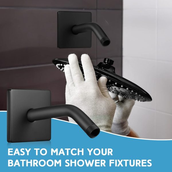 Lounsweer Black Shower Arm Flange Stainless Steel Wall Mount-4