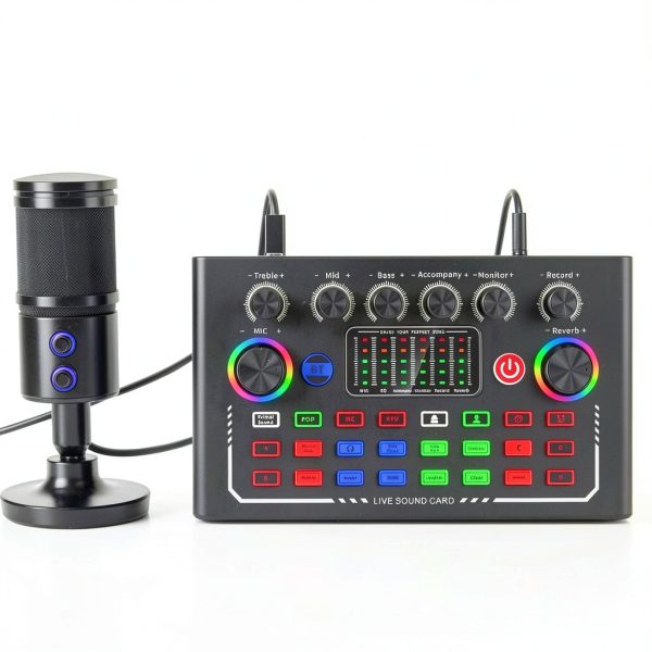 Facmogu F009 Live Sound Card Audio Mixer-4