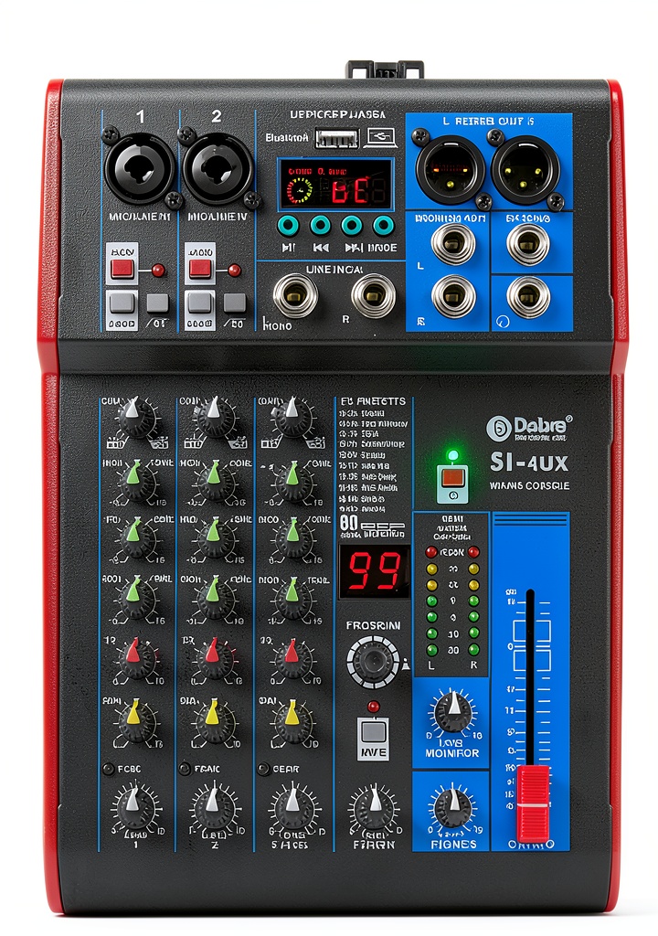 Installing Soundcraft SI-4UX DJ Mixer with Bluetooth and 48V Phantom Power on a wooden desk