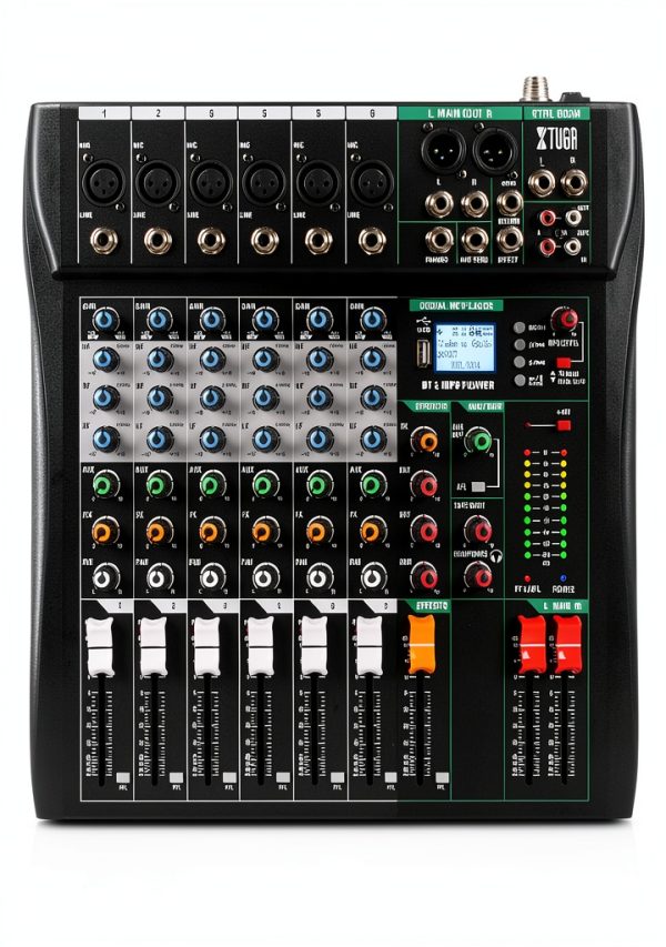 CT Audio Mixer CT60 6-Channel Bluetooth DJ Mixer with Phantom Power-0