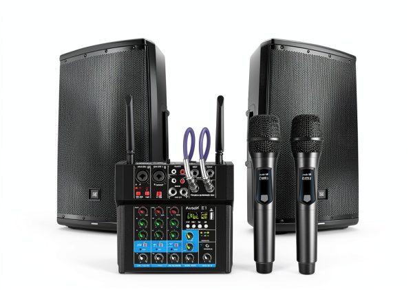 4 Channel Pro Mixer Audio with Built-In Power Amplifier-1