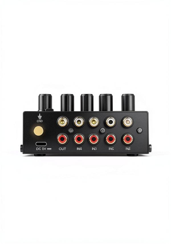 Active Audio Mixer 4‑Channel with Gold RCA and Master Volume-2