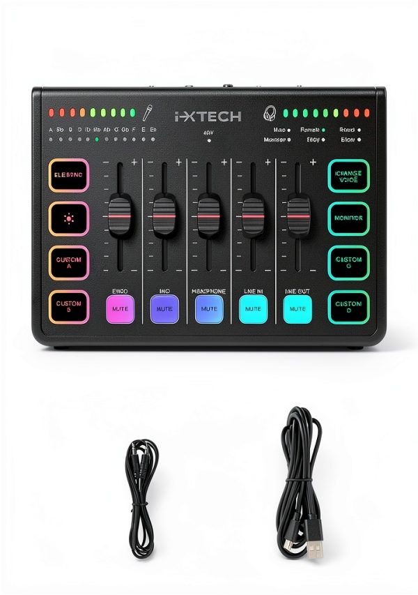 IX-MI Gaming Audio Mixer Black USB with RGB-8