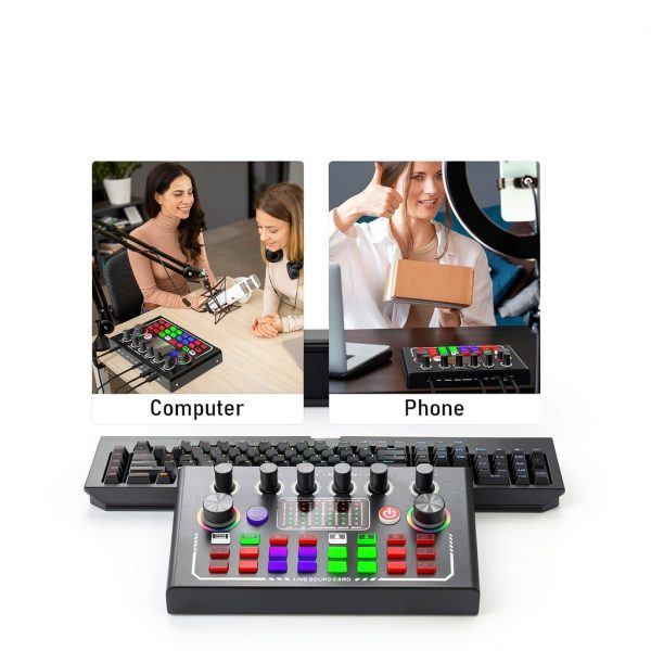 Facmogu F009 Live Sound Card Audio Mixer-5