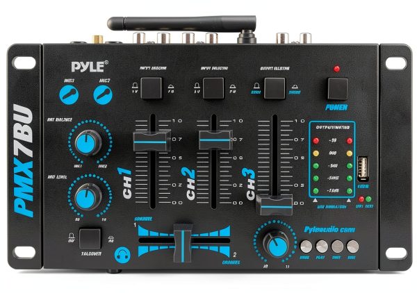 Pyle 3-Channel Bluetooth DJ Mixer PMX7BU Portable Wireless Controller-4