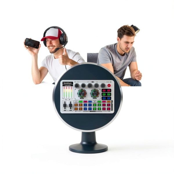 F999 USB Live Sound Mixer with RGB DSP for Streaming Pink-2