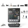 Z4 DJ Mixer 4-Channel Audio Mixer with 48V Phantom Power and Bluetooth-5