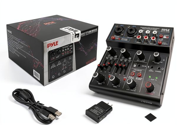 Wireless DJ Mixer Pyle 4‑Channel Audio Interface with Bluetooth USB-1