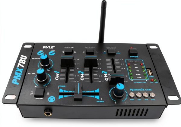 Pyle 3-Channel Bluetooth DJ Mixer PMX7BU Portable Wireless Controller-3