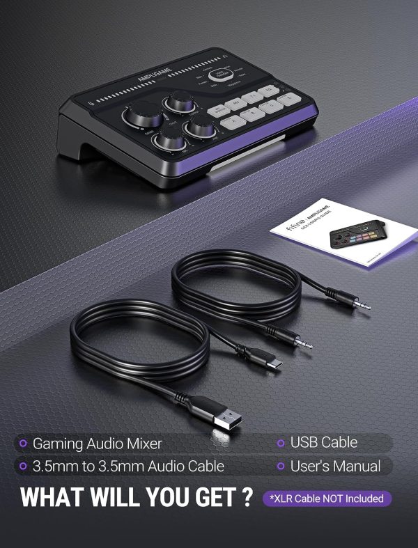 DJ Mixer StreamPro XLR Power Gaming Audio Mixer with RGB Lighting-8