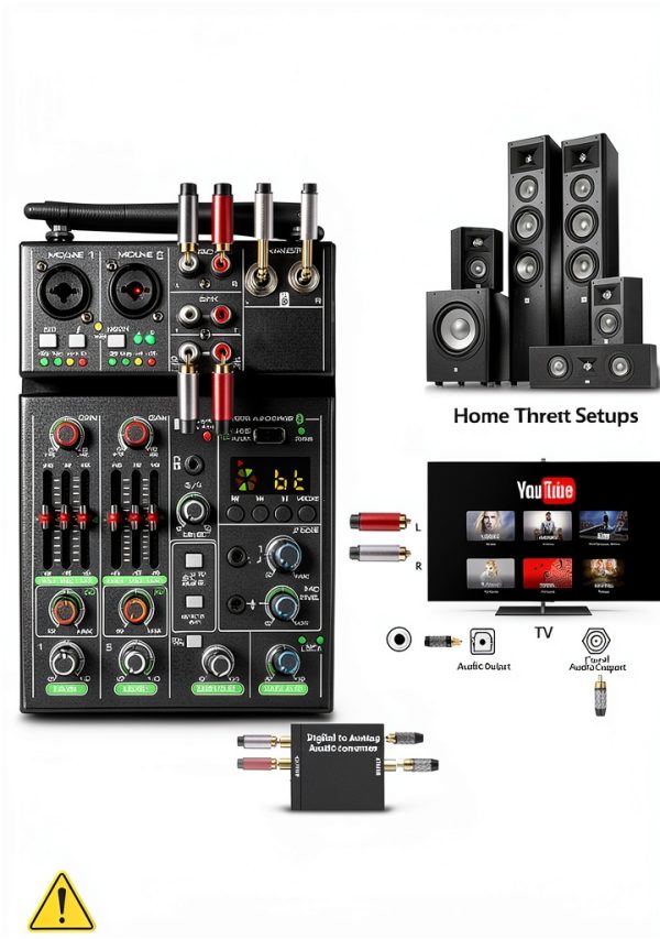 R4 PRO 4-Channel Audio Mixer with Dual Wireless Mics and Bluetooth-5
