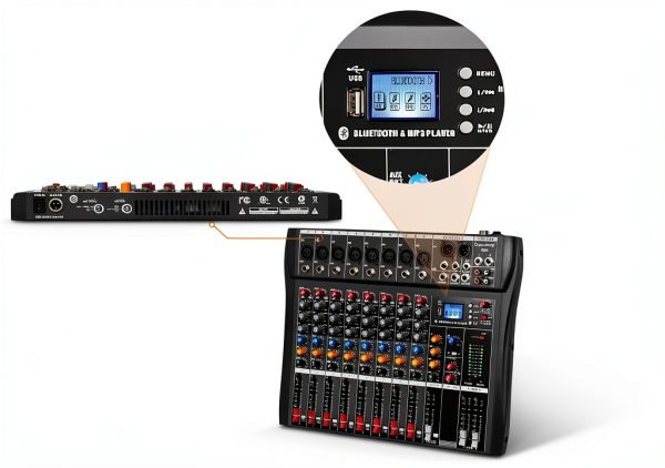 DX Audio Mixer 8-Channel DJ Mixer with Bluetooth and USB Compatibility-6
