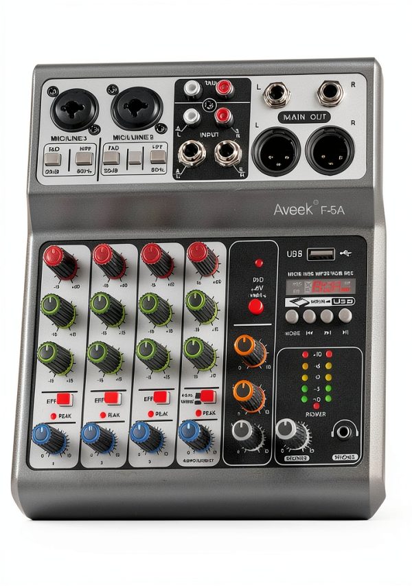 SoundPro 5 Channel Mini Mixer with Bluetooth USB and 48V Phantom-0
