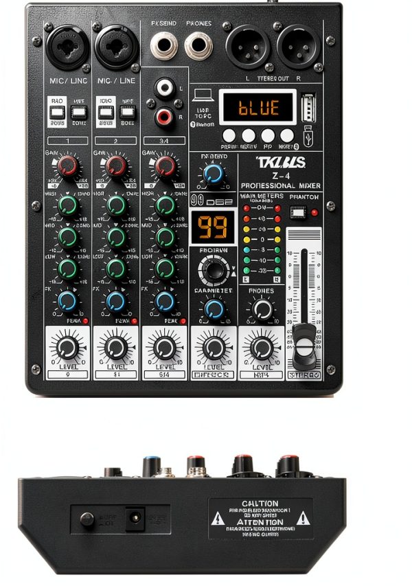 Z4 DJ Mixer 4-Channel Audio Mixer with 48V Phantom Power and Bluetooth-7