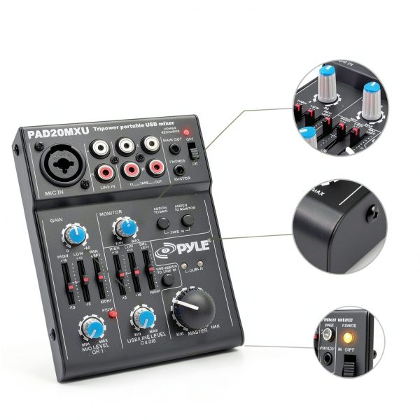 Behringer PAD20MXU 5-Channel DJ Mixer with USB Audio Interface, 18V-5