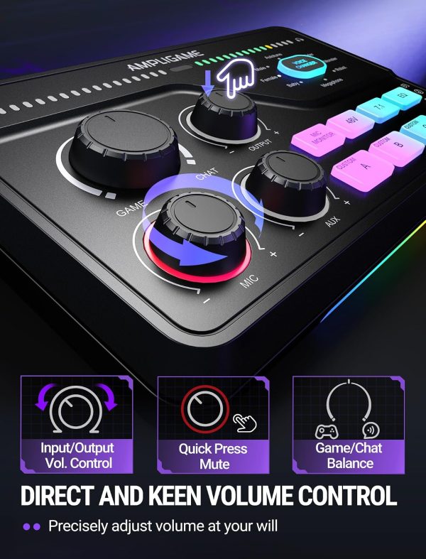 DJ Mixer StreamPro XLR Power Gaming Audio Mixer with RGB Lighting-2