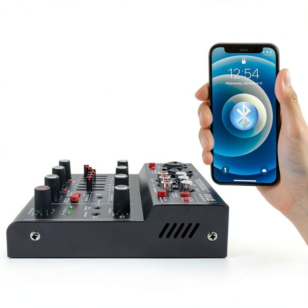 Wireless DJ Mixer Pyle 4‑Channel Audio Interface with Bluetooth USB-4