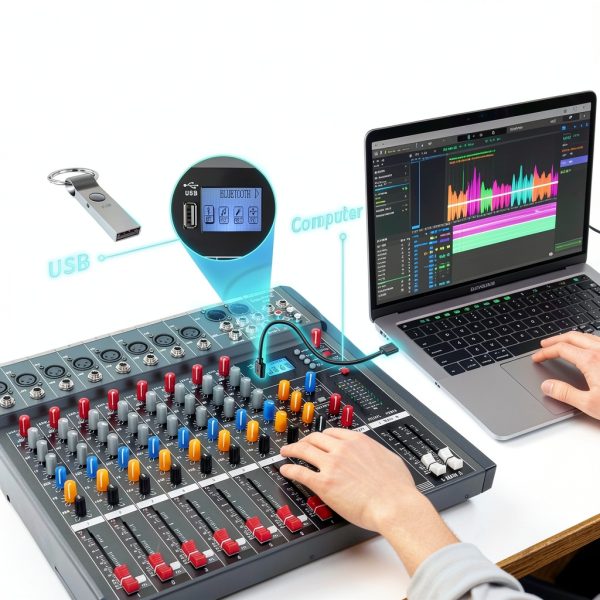 DX Audio Mixer 8-Channel DJ Mixer with Bluetooth and USB Compatibility-1
