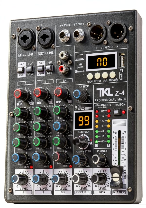 Z4 DJ Mixer 4-Channel Audio Mixer with 48V Phantom Power and Bluetooth-0