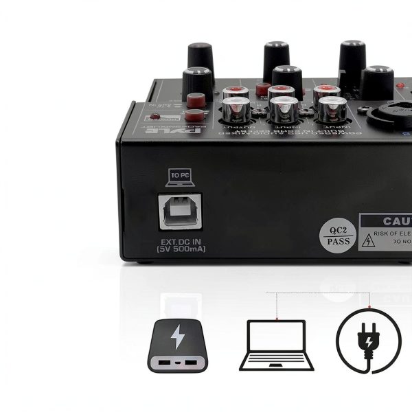 Wireless DJ Mixer Pyle 4‑Channel Audio Interface with Bluetooth USB-3