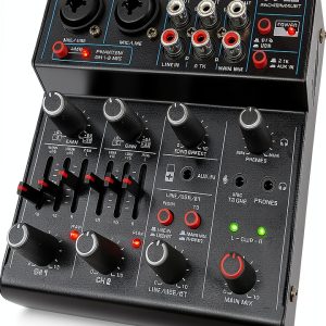 Wireless DJ Mixer Pyle 4‑Channel Audio Interface with Bluetooth USB-0