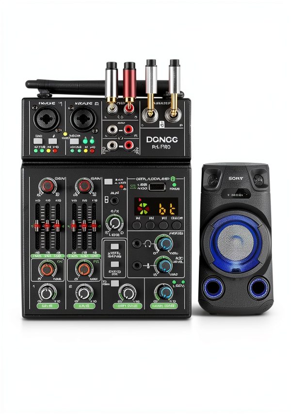 R4 PRO 4-Channel Audio Mixer with Dual Wireless Mics and Bluetooth-4