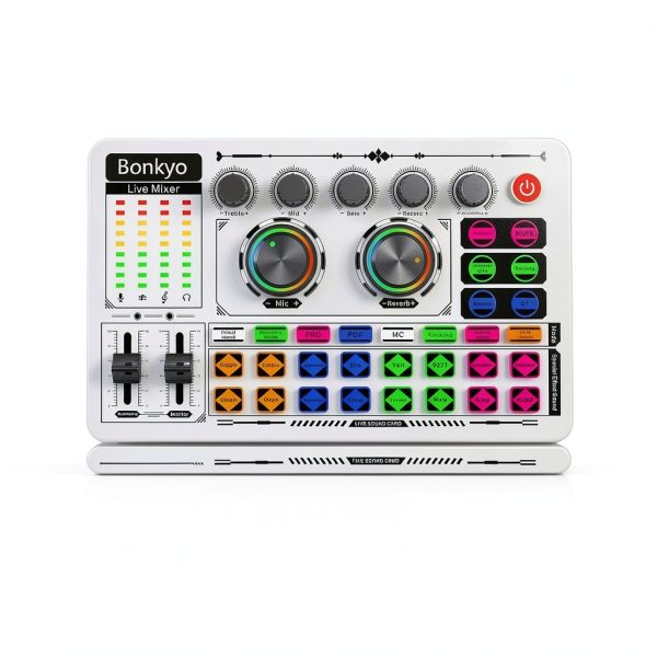 F999 USB Live Sound Mixer with RGB DSP for Streaming Pink-1