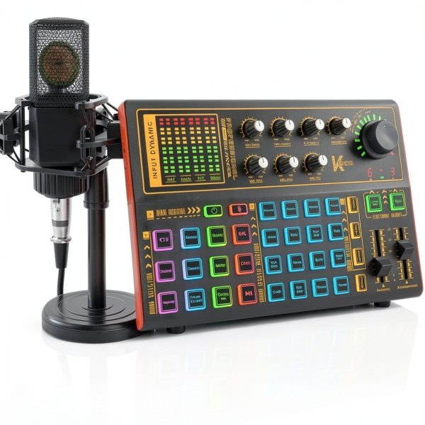 K300 Sound Mixer AudioTech DJ Mixer Battery Powered 7 Color Lighting-0