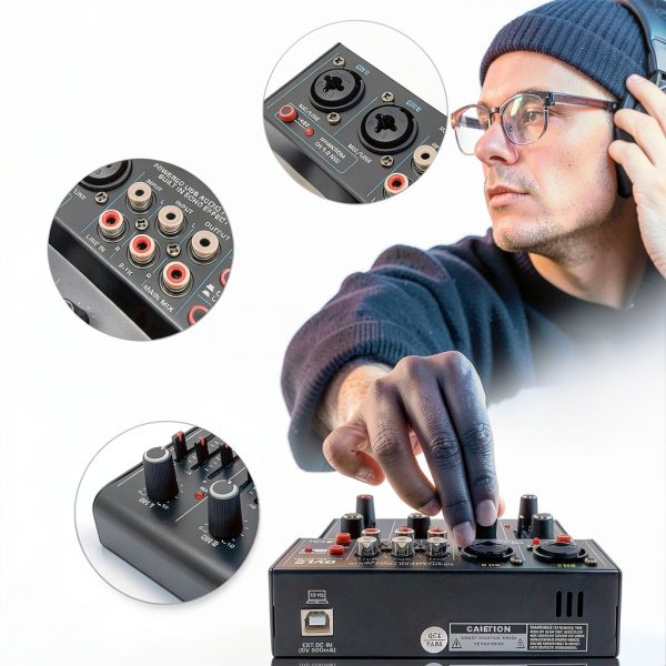 Wireless DJ Mixer Pyle 4‑Channel Audio Interface with Bluetooth USB-5