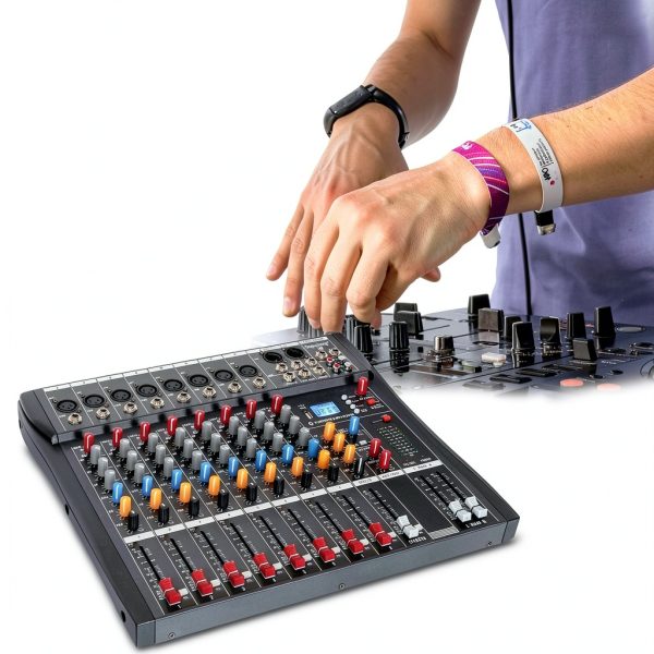 DX Audio Mixer 8-Channel DJ Mixer with Bluetooth and USB Compatibility-8
