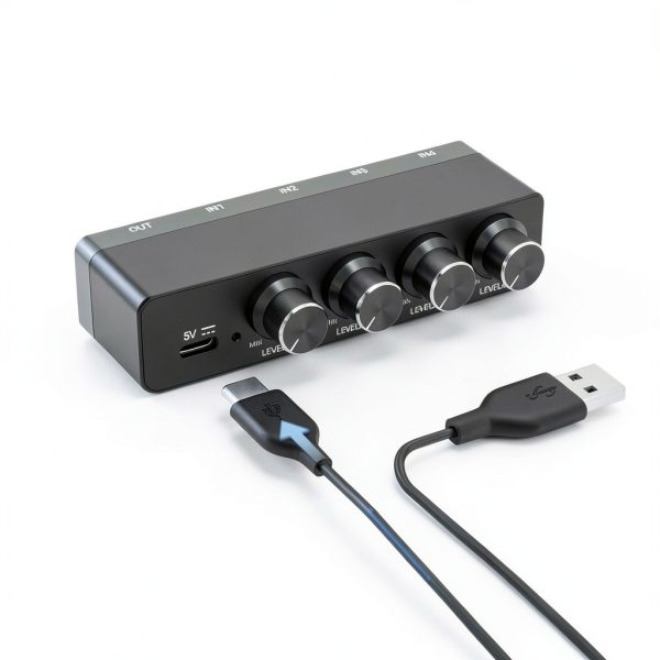 Cubilux P26 Mini Audio Mixer 4‑in‑1 Aluminum USB‑C Powered 4‑Channel-6
