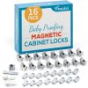 Vmaisi Magnetic Cabinet Locks Child Safety 16 Pack Adhesive & Screws-0