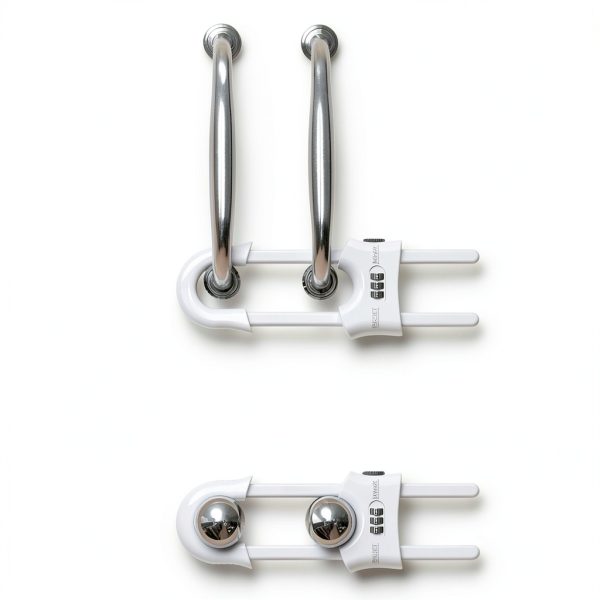Child Proof Sliding Cabinet Door Code Locks 4 Pack White AB-C-0