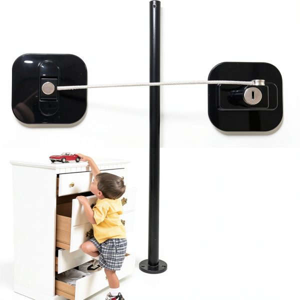 Refrigerator Locks YEYA 4 Pack Black Baby Proof Cabinet Locks-4