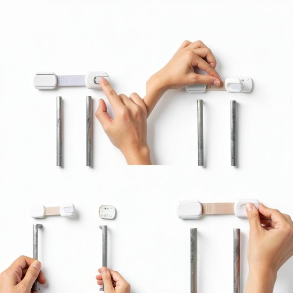 Child Safety Strap Locks Wappa Cabinet Locks 10 Pack with 3M Adhesive-2