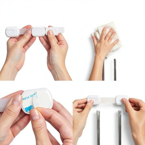 Child Safety Strap Locks Wappa Cabinet Locks 10 Pack with 3M Adhesive-4