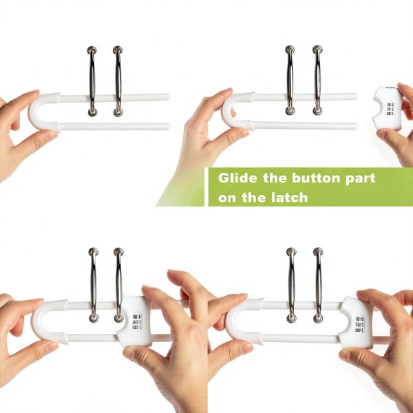 Child Proof Sliding Cabinet Door Code Locks 4 Pack White AB-C-3