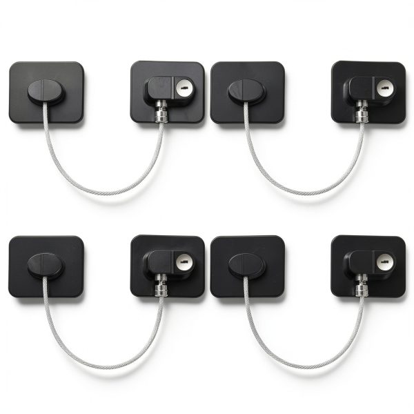 Refrigerator Locks YEYA 4 Pack Black Baby Proof Cabinet Locks-0