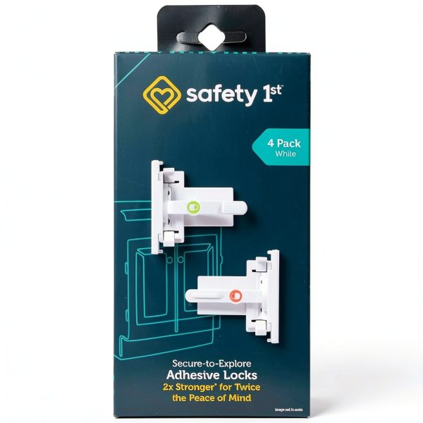 Safety 1st - Secure-to-Explore Adhesive Cabinet Locks Baby Proofing, Child Locks for Cabinets and Drawers (4 Locks), White-0